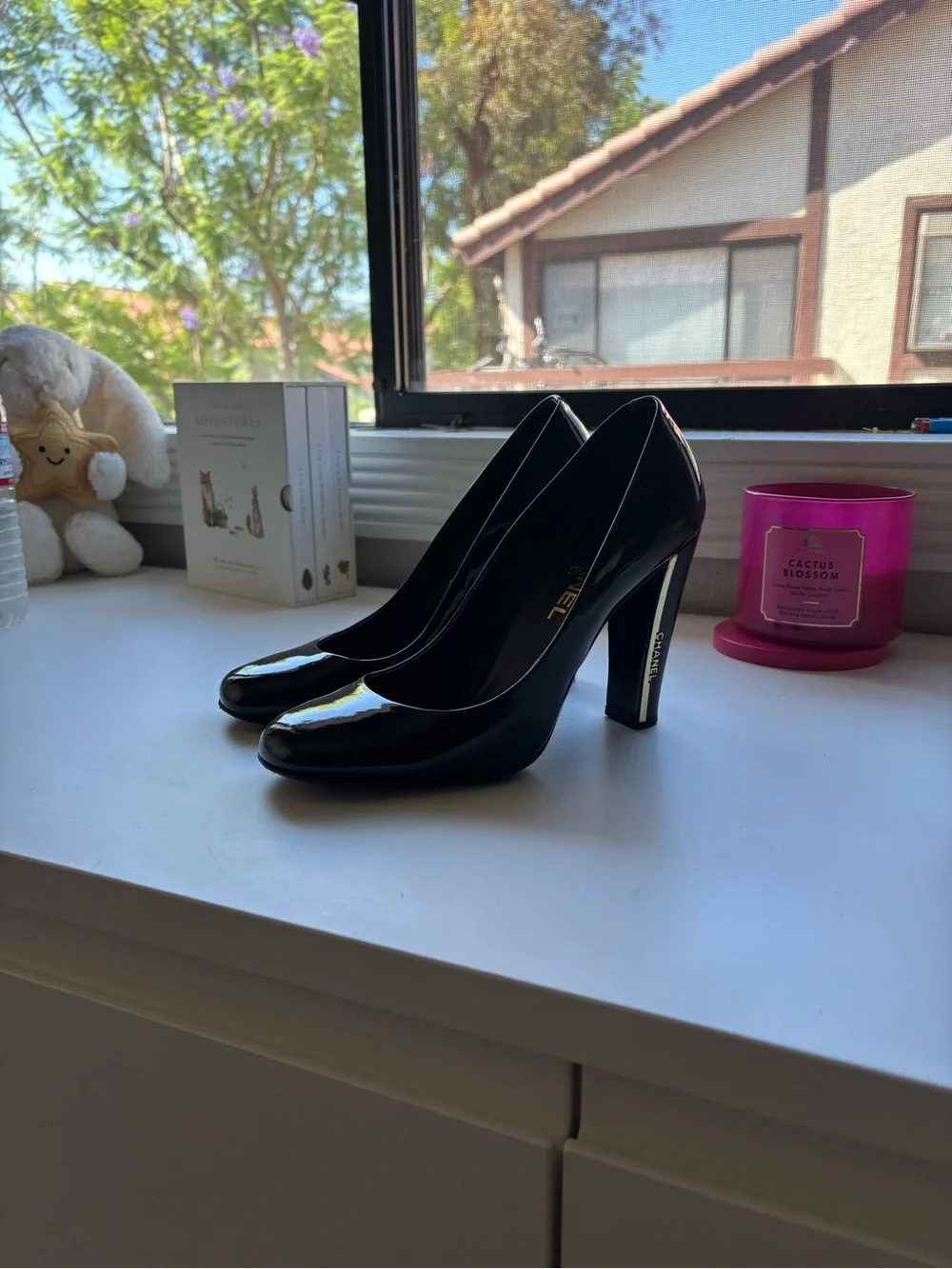 CHANEL Black Patent Leather High Heel Pumps